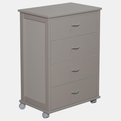 Cajonera con ruedas ICON H83 cm en Madera de Haya con 4 Cajones Gris Tórtola.