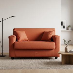 Sofá 2 plazas Naranja - tela desenfundable 124 cm BOLOGNA