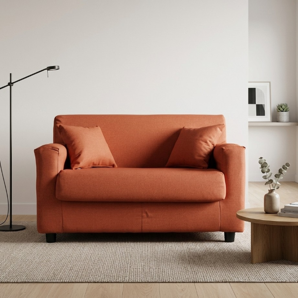 Divano 2 posti Arancio - tessuto sfoderabile 124 cm BOLOGNA