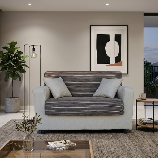 Canapé 2 places noisette 2 - tissu amovible 124 cm BOLOGNA