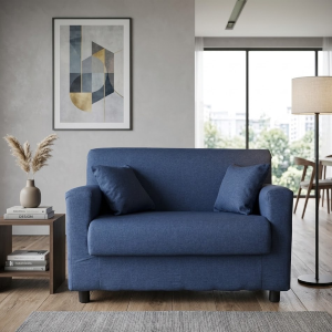Sofá BOLOGNA 2 plazas con funda acolchada extraíble 124 cm blu