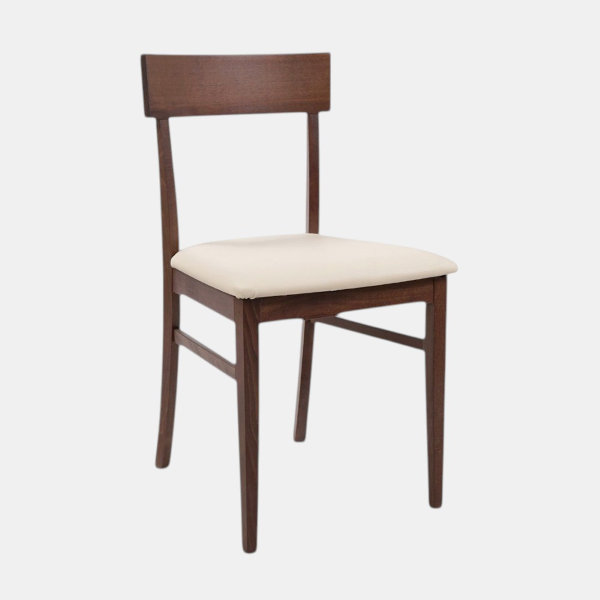 Chaise en bois avec siège éco-cuir rembourré MONACO noyer Ensemble de 2