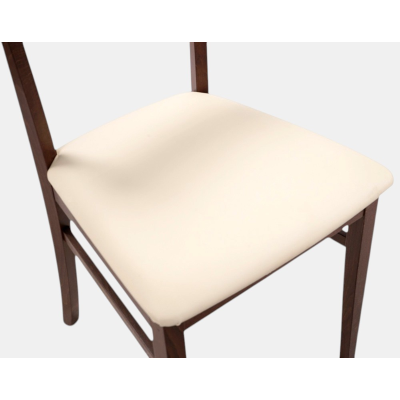 Chaise en bois avec siège éco-cuir rembourré MONACO noyer Ensemble de 2