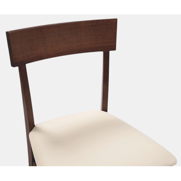 Chaise en bois avec siège éco-cuir rembourré MONACO noyer Ensemble de 2