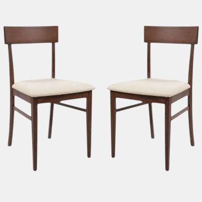 Chaise en bois avec siège éco-cuir rembourré MONACO noyer Ensemble de 2