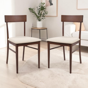 Wooden chair with upholstered eco-leather seat MONACO walnut Set of 2