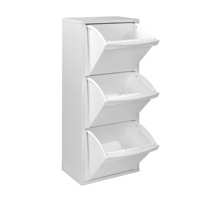 Mobile in legno per raccolta differenziata a 3 vani 40x101h cm BIANCO 