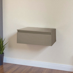 NILYA 100 cm suspended bathroom drawer in melamine-faced chipboard – Matte Dove Grey