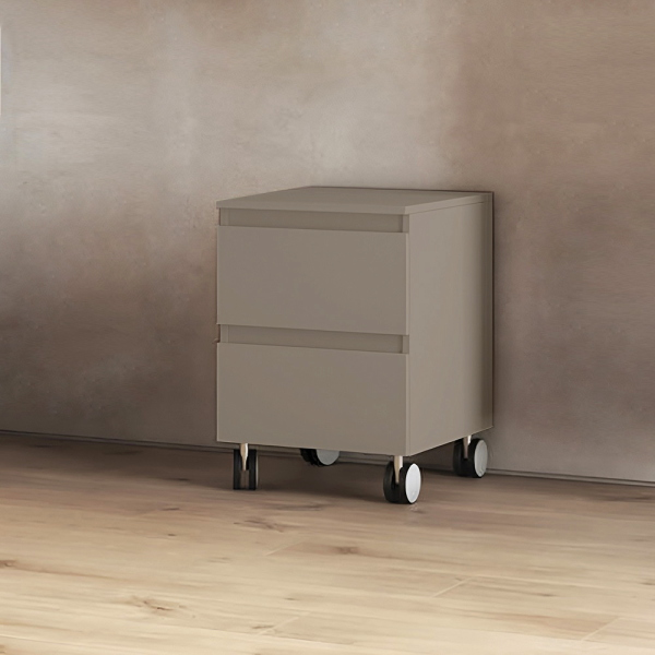 Carrello 2 cassetti 41x44xH58 multiuso in legno con ruote Tortora Opaco