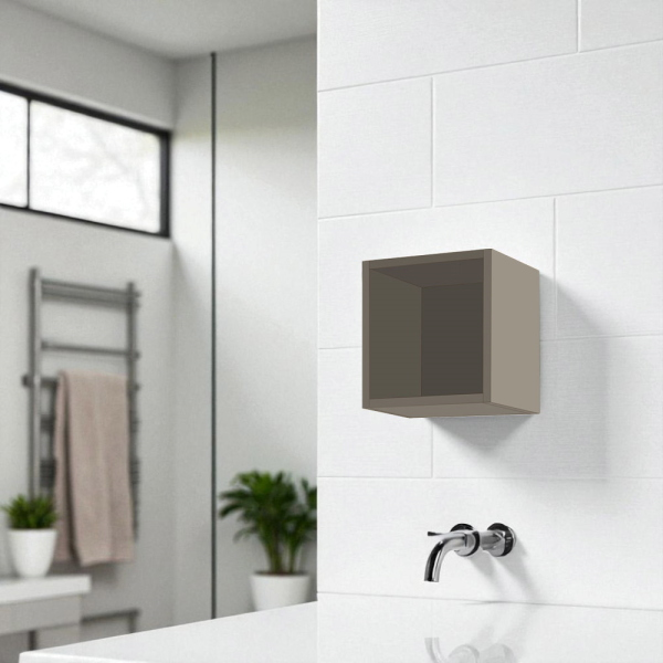 Pensile cubotto sospeso con vano a giorno Tortora Opaco 30x30 cm