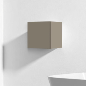 Suspended cube wall unit with door in Opaque Dove Grey 30x30 cm
