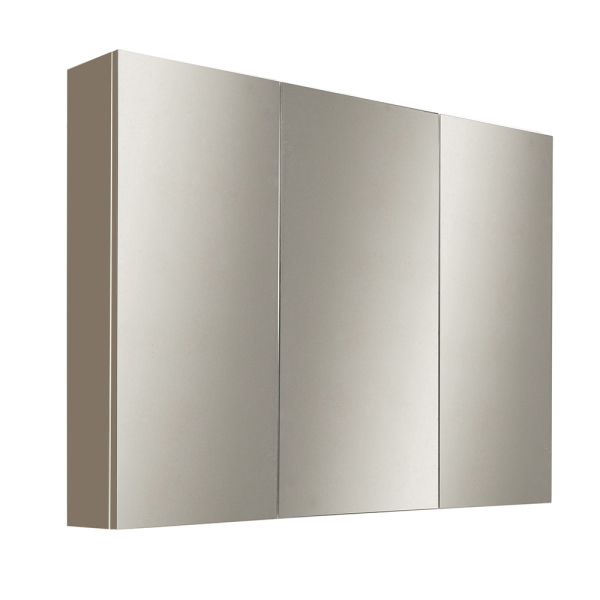 Espejo de baño con 3 puertas 80xh60 cm en madera gris tórtola mate