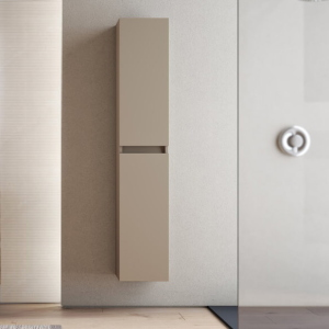 Single wall-hung tall unit with two doors H160 cm CUBE opaque taupe