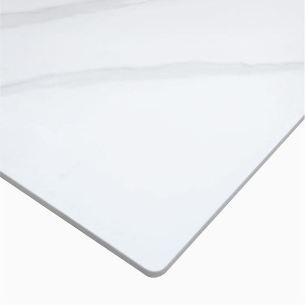 Piano per tavolo quadrato in pietra effetto marmo Bianco 80x80 cm 