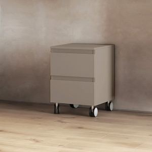 Carrello 2 cassetti 41x44xH58 multiuso in legno con ruote Tortora Opaco