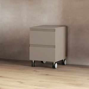 Carrello 2 cassetti 41x44xH58 multiuso in legno con ruote Tortora Opaco