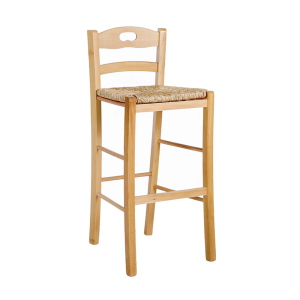 Sgabello in legno massello con seduta in paglia h67 SNACK NATURALE