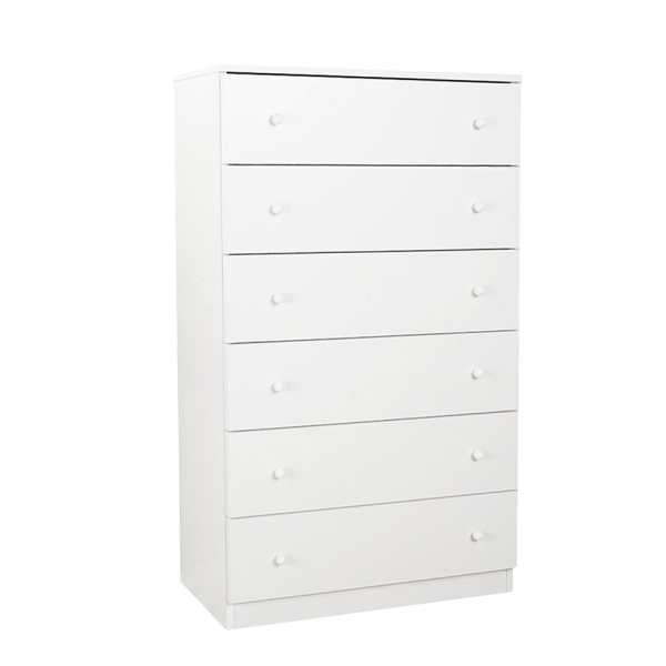 Cassettiera settimino in melaminico 6 cassetti 74x126h cm Bianco