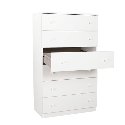 Cassettiera settimino in melaminico 6 cassetti 74x126h cm Bianco