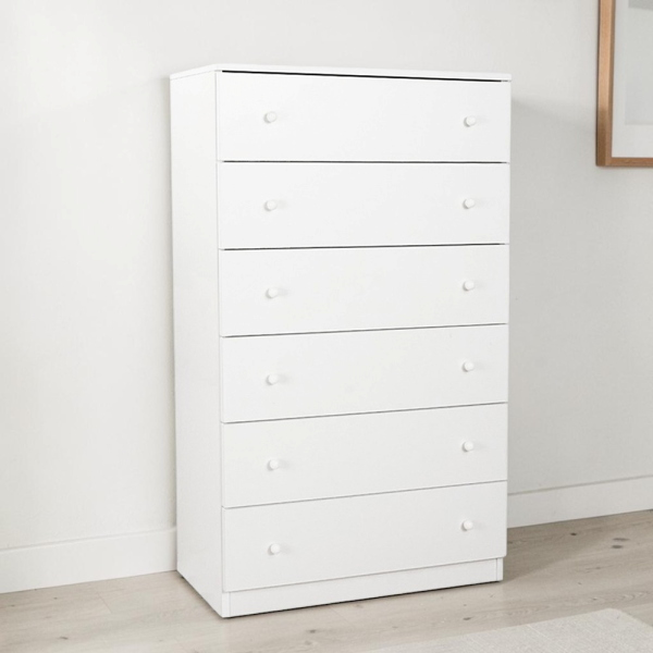 Cassettiera settimino in melaminico 6 cassetti 74x126h cm Bianco