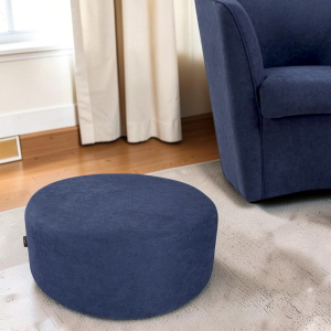 Pouf Tondo Giotto L70 cm in Tessuto Antimacchia BLU