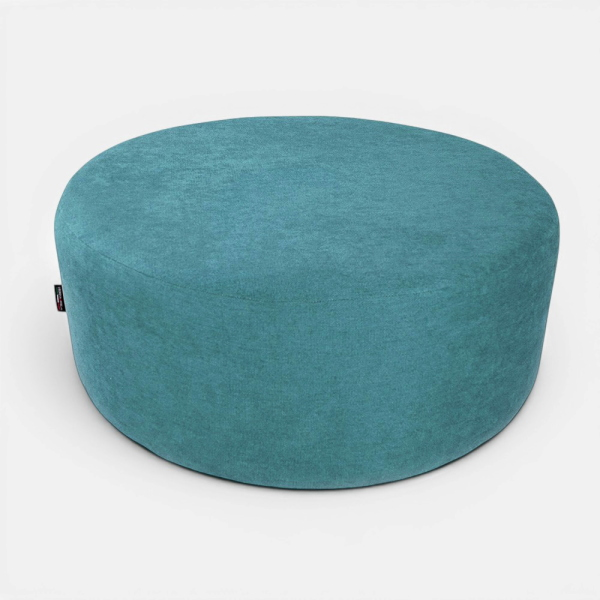 Pouf Tondo Giotto L70 cm in Tessuto Antimacchia TURCHESE