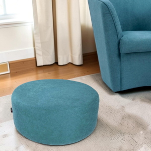 Pouf Tondo Giotto L70 cm in Tessuto Antimacchia TURCHESE