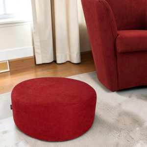 Pouf Tondo Giotto L70 cm in Tessuto Antimacchia BORDEAUX
