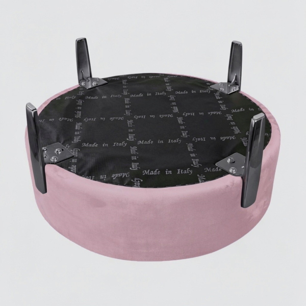 Pouf Rotondo in Velluto Rosa con Piedini 70 cm - Giotto 