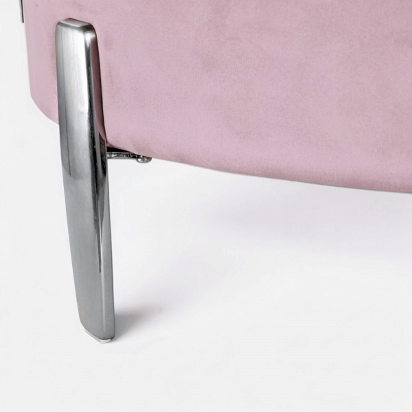 Pouf Rotondo in Velluto Rosa con Piedini 70 cm - Giotto 