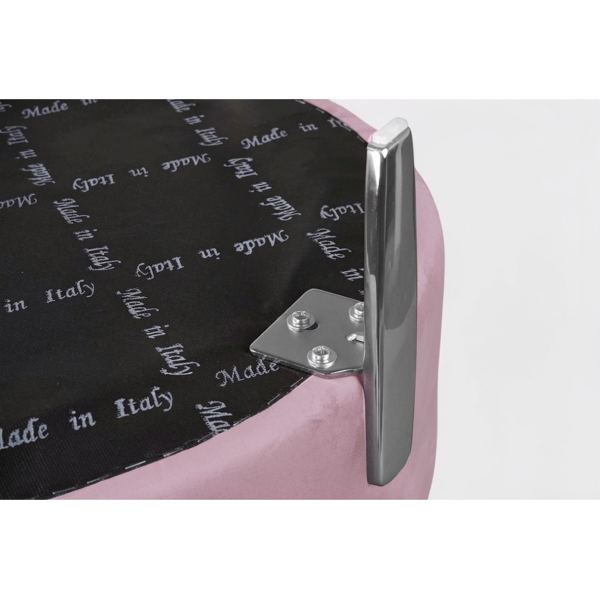 Pouf Rotondo in Velluto Rosa con Piedini 70 cm - Giotto 