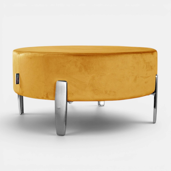 Pouf Rotondo in Velluto Senape con Piedini 70 cm - Giotto