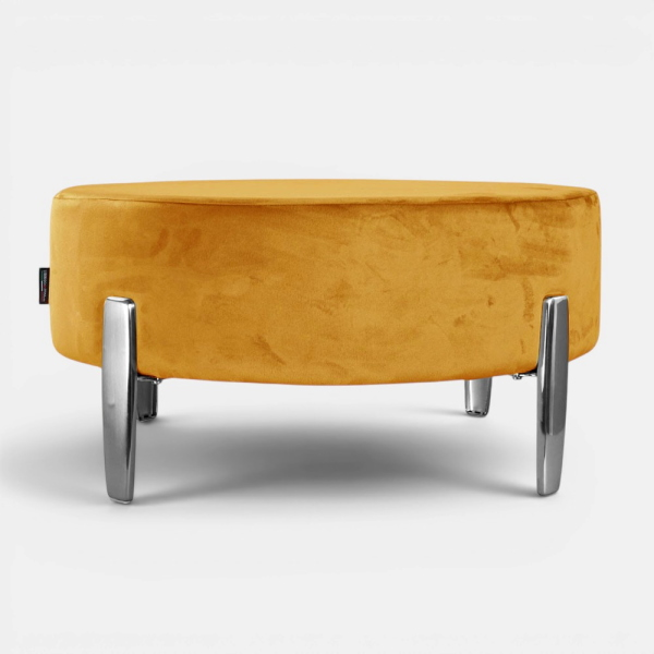 Pouf Rotondo in Velluto Senape con Piedini 70 cm - Giotto