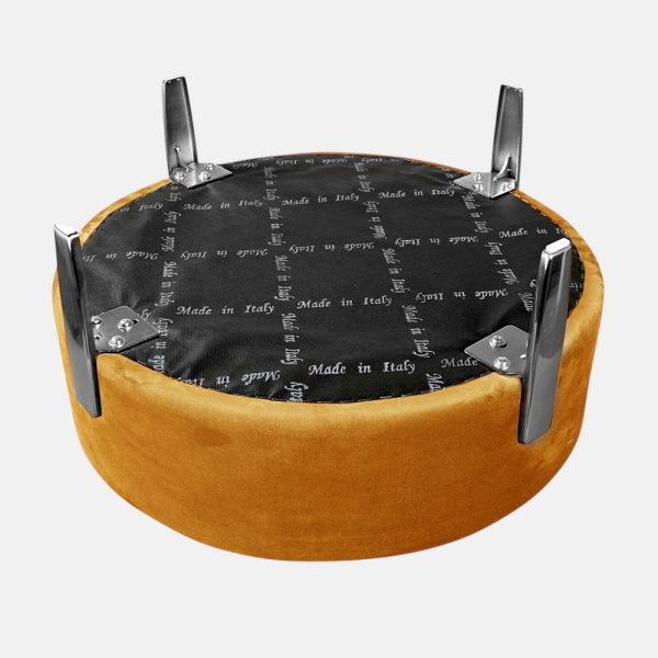 Pouf Rotondo in Velluto Senape con Piedini 70 cm - Giotto