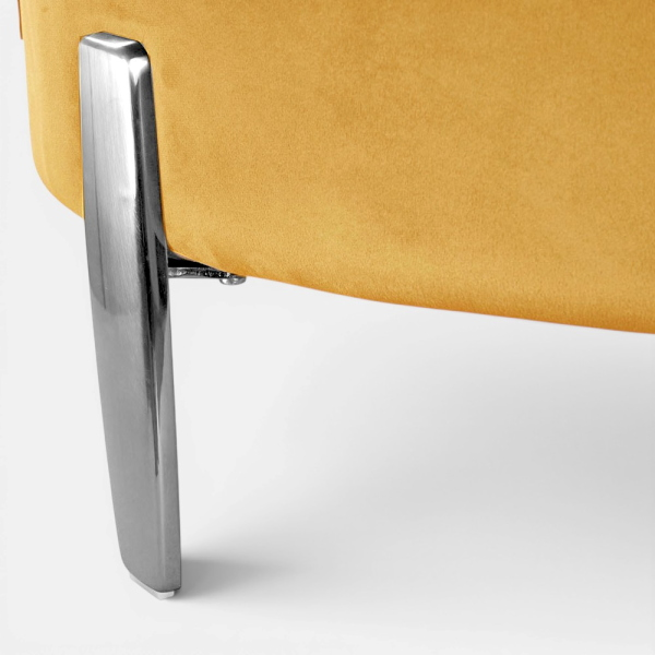 Pouf Rotondo in Velluto Senape con Piedini 70 cm - Giotto