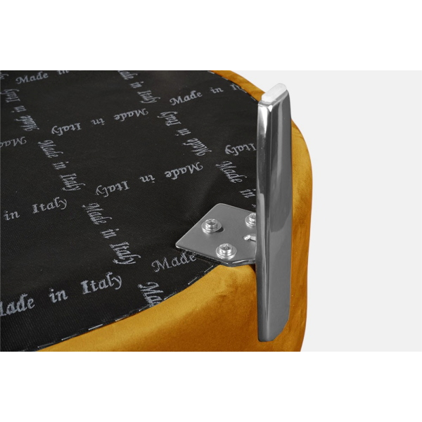 Pouf Rotondo in Velluto Senape con Piedini 70 cm - Giotto