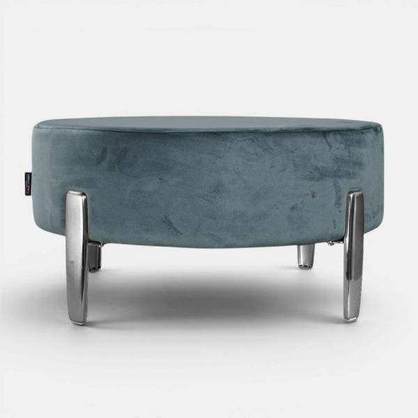 Pouf Rotondo in Velluto Petrolio con Piedini 70 cm - Giotto
