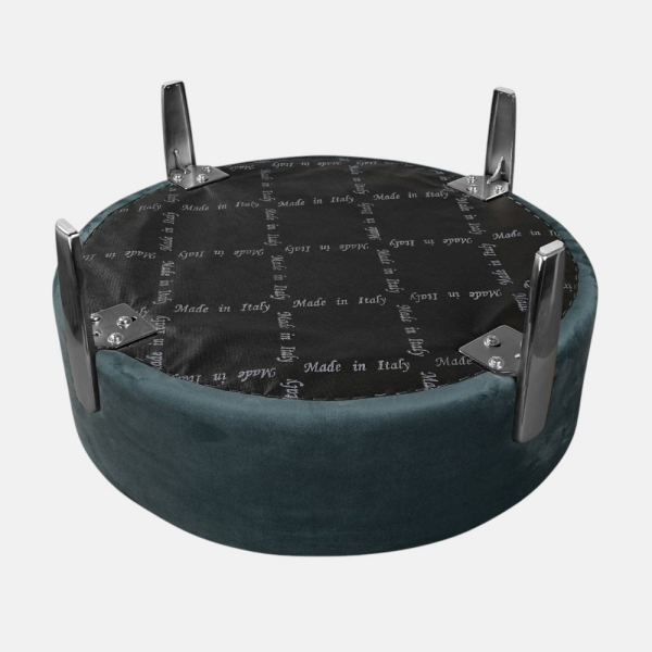 Pouf Rotondo in Velluto Petrolio con Piedini 70 cm - Giotto
