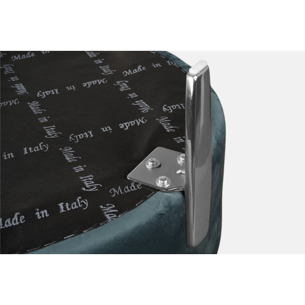 Pouf Rotondo in Velluto Petrolio con Piedini 70 cm - Giotto