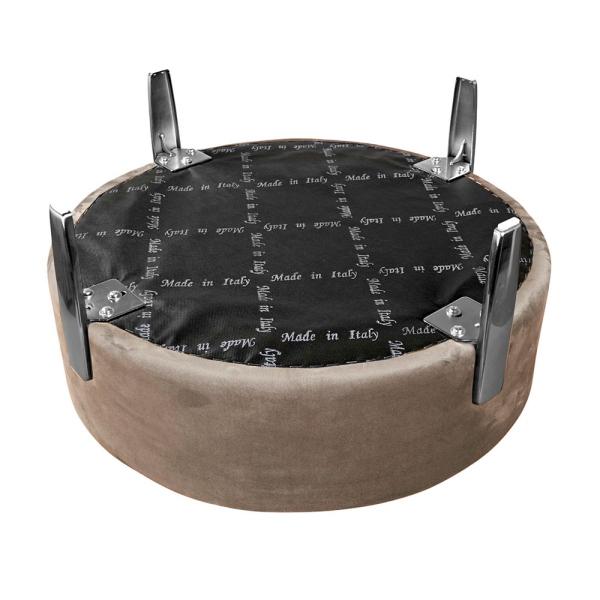 Pouf Rotondo in Velluto Beige con Piedini 70 cm - Giotto