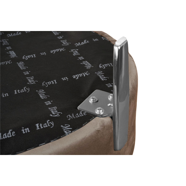 Pouf Rotondo in Velluto Beige con Piedini 70 cm - Giotto