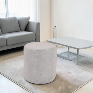 Pouf Tondo Dante D 40 cm in Tessuto Antimacchia GRIGIO