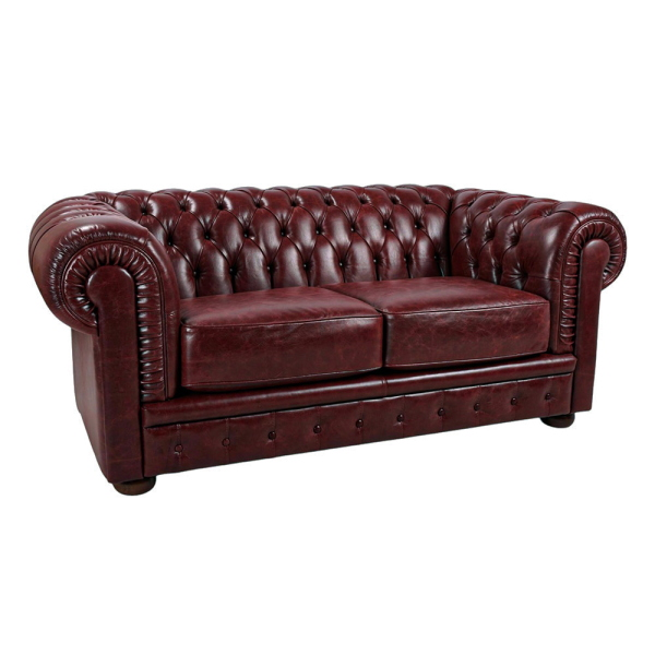 Divano 2 Posti Royal Chesterfield L175 cm in Pelle Vintage - Bordeaux