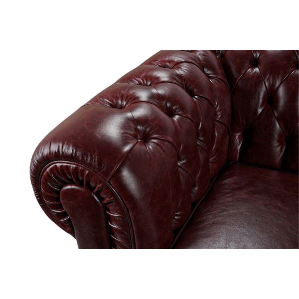 Divano 2 Posti Royal Chesterfield L175 cm in Pelle Vintage - Bordeaux