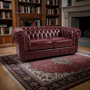 Divano 2 Posti Royal Chesterfield L175 cm in Pelle Vintage - Bordeaux