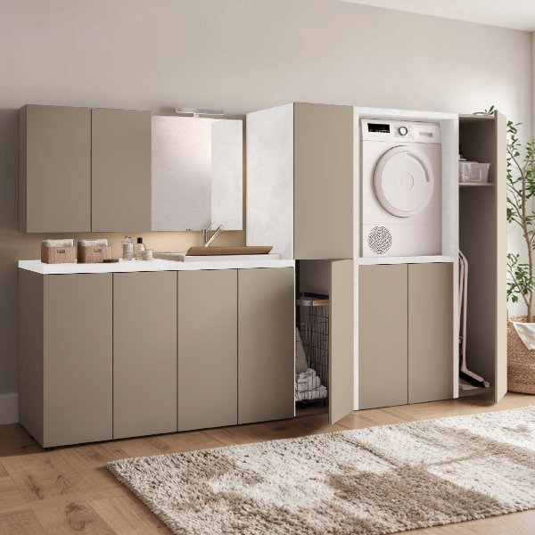 Space-Saving 2-Door Multi-Purpose Wooden Laundry Cabinet 71x91h cm – Dove Gray/Gray
