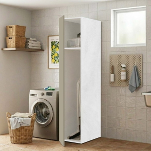 1-Door Wooden Broom Closet Column Cabinet 40x182h cm – Dove Gray/Gray