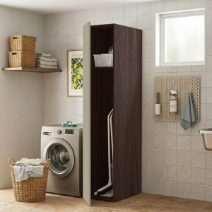 1-Door Wooden Laundry Broom Closet Column 40x182h cm – Dove Gray/Coffee