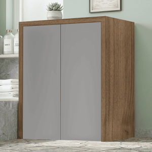 2-Door Wooden Washing Machine Cabinet 79x91h cm – Gray/Walnut