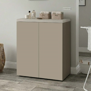 Space-Saving 2-Door Wooden Laundry Cabinet 71x91h cm – Dove Gray/Stone